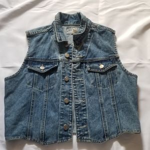 jean vest vintage retro denim vest size large